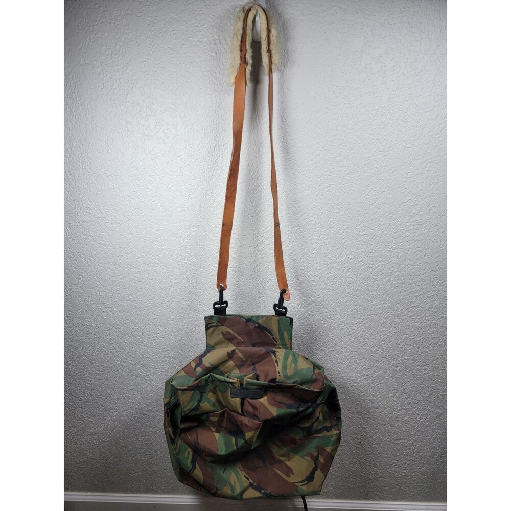 Camo Hunting Game Bag Shoulder Tote Mesh Bottom Leather Strap Outdoor Field Bag